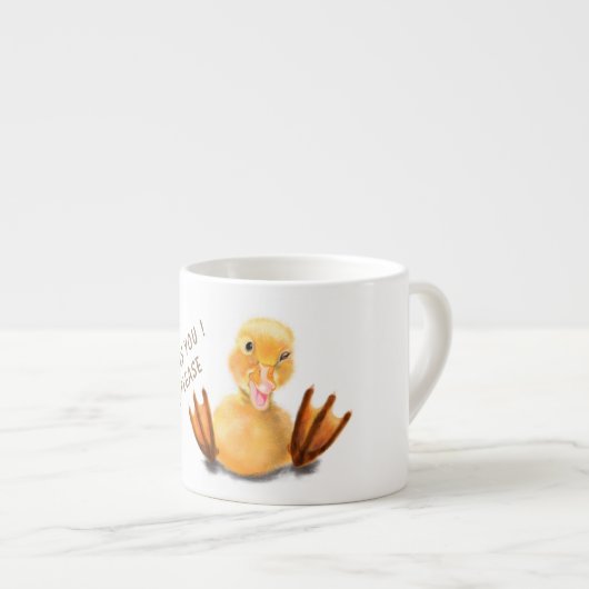 Funny Espresso Cup mit Happy Duck - Lächeln Espressotasse (Vorderseite Rechts)