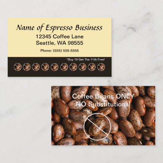 Funny Espresso Punch Card Kaffeebohnen Treuekarte (Vorne/Hinten)