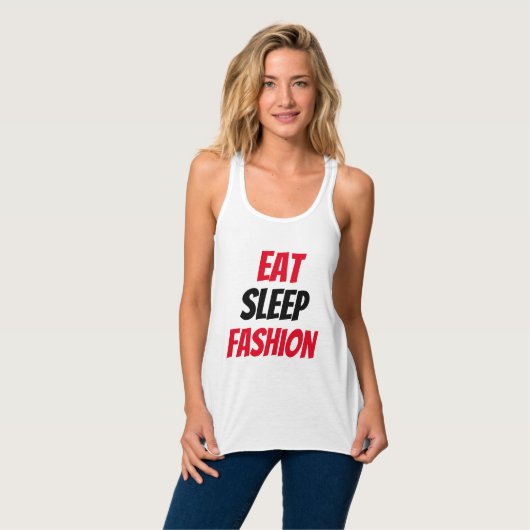 Funny! Essen Schlafen Mode Tank Top (Vorderseite Vollansicht)
