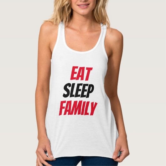 Funny! Essen Sie schlafend Familie Tank Top (Vorderseite)