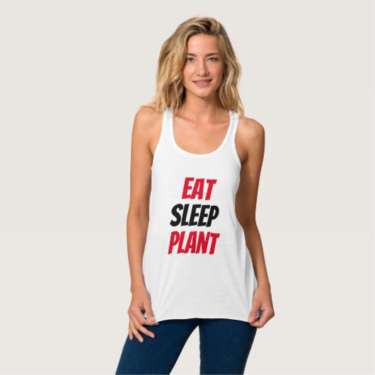 Funny! Essen Sie schlafende Pflanze Tank Top (Vorderseite Vollansicht)