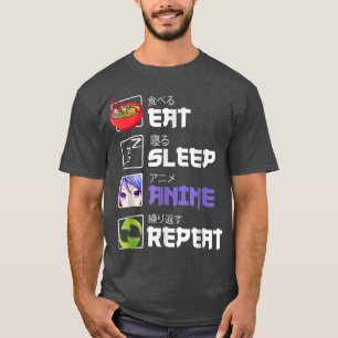 Funny essen Sleep Anime Wiederholung Anime Japan M T-Shirt