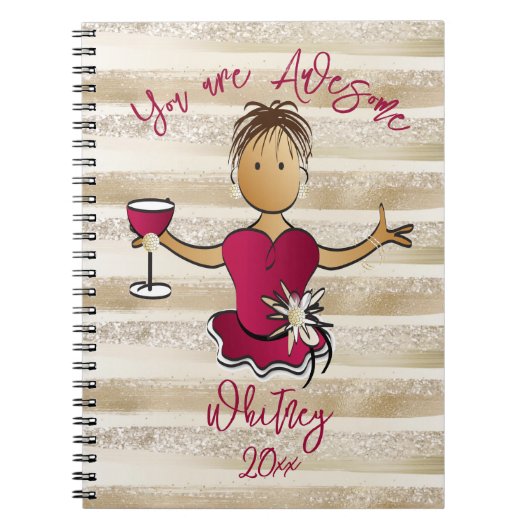 Funny Ethnic Female Cartoon Glamourous Glitzer Notizblock (Vorderseite)