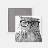 Funny Eule Magnet | Vogel mit Brille (Vorderseite/Rückseite)