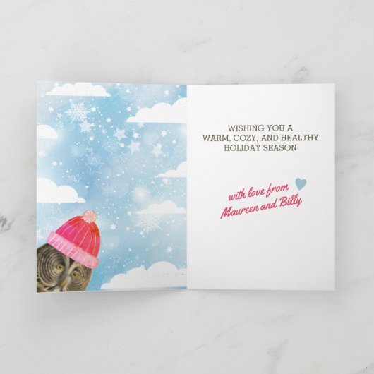 Funny Eule Strickkiste handgefertigt Weihnachten (Innenseite)