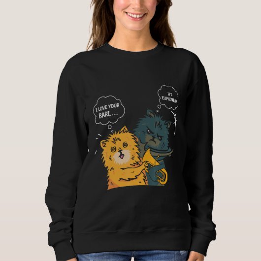 Funny Euphonium Cat Slapping Euphoniumist Sweatshirt (Vorderseite)