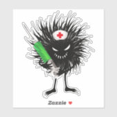 Funny Evil Bug Nurse mit Spritze Aufkleber (Blatt)