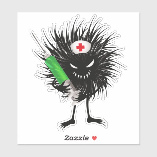Funny Evil Bug Nurse mit Spritze Aufkleber (Blatt)