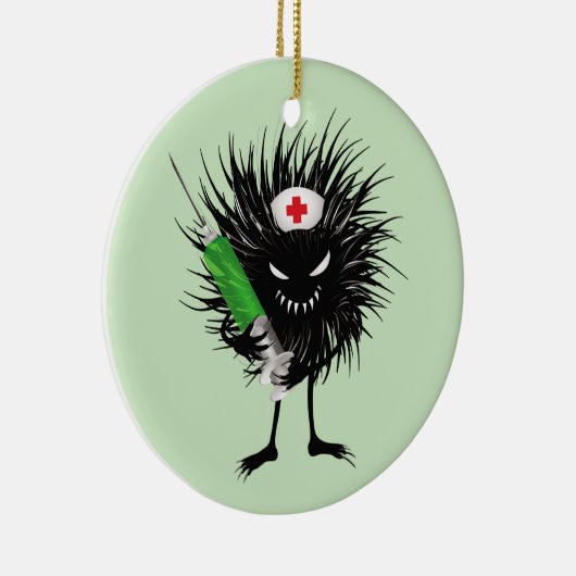Funny Evil Bug Nurse mit Spritze Keramik Ornament (Rechts)