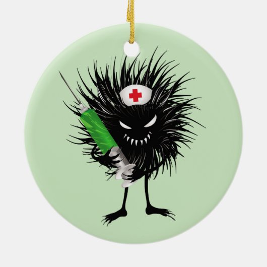Funny Evil Bug Nurse mit Spritze Keramik Ornament (Hinten)