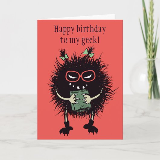 Funny Evil Bug Student Lieben lesen Geek Birthday Karte (Vorderseite)