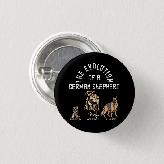 Funny Evolution German Shepherd Dinosaurus Pet Dog Button (Vorne & Hinten)