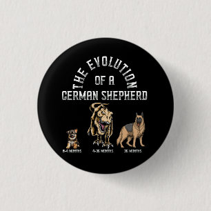Funny Evolution German Shepherd Dinosaurus Pet Dog Button