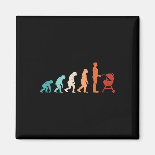Funny Evolution Grillen Grill Grill Lover Grillen Magnet (Vorne)