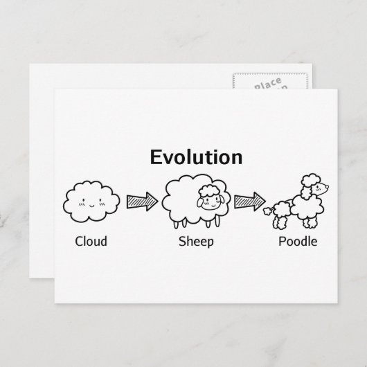 Funny evolution of cloud into sheep and poodle postkarte (Vorne/Hinten)