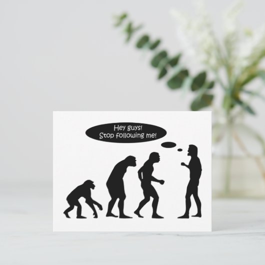 Funny Evolution Postkarte (Stehend Vorderseite)