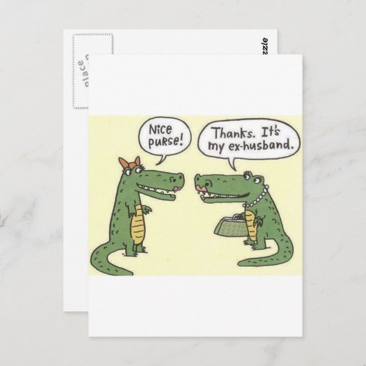 Funny Ex Husband Alligator Purse Postkarte (Vorne/Hinten)