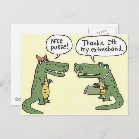 Funny Ex Husband Alligator Purse Postkarte (Vorne/Hinten)