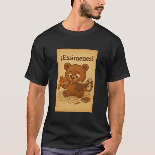Funny Exam Stress Bär | Niedliche Studie Meme Illu T-Shirt (Vorderseite)