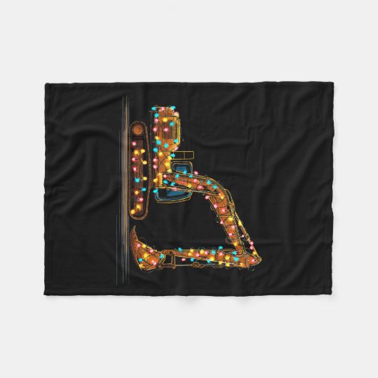 Funny Excavator Christmas Graphics Lights Lover  Fleecedecke (Vorderseite (Horizontal))