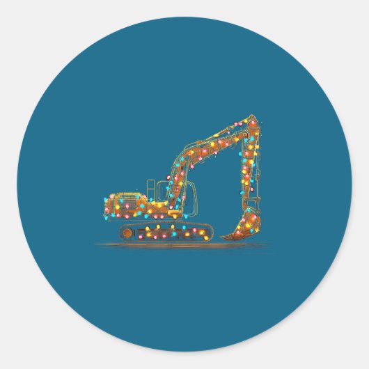 Funny Excavator Christmas Graphics Lights Lover Runder Aufkleber (Vorderseite)