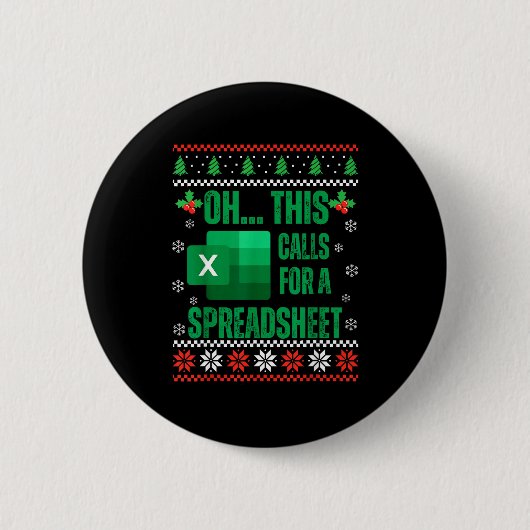 Funny Excel Spreadsheets Christmas Sweater Lover A Button (Vorderseite)
