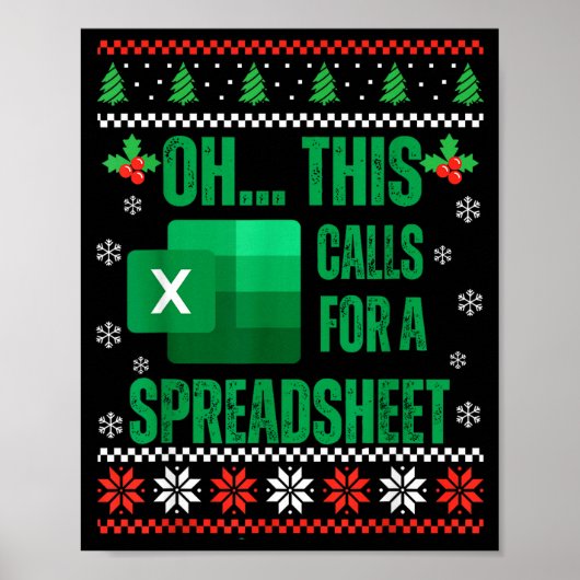 Funny Excel Spreadsheets Christmas Sweater Lover A Poster (Vorne)