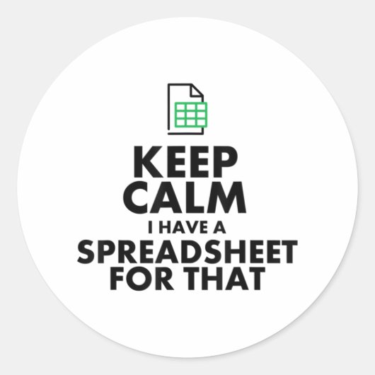 Funny Excel Spreadsheets Lover Gift Runder Aufkleber (Vorderseite)