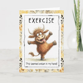 Funny Exercise Highland Cow Greeting Card Karte