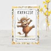 Funny Exercise Highland Cow Greeting Card Karte (Gelbe Blume)