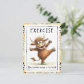 Funny Exercise Highland Cow Postcard Postkarte (Stehend Vorderseite)