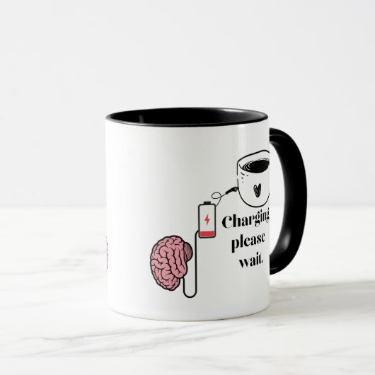 Funny Exhausted Brain Coffee Mug Tasse (VorderseiteRechts)