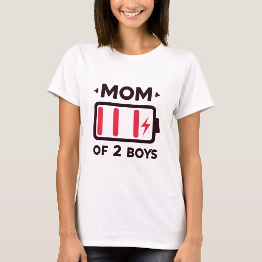 Funny Exhausted Mama 2 Boys Design für Mütter T-Shirt (Vorderseite)