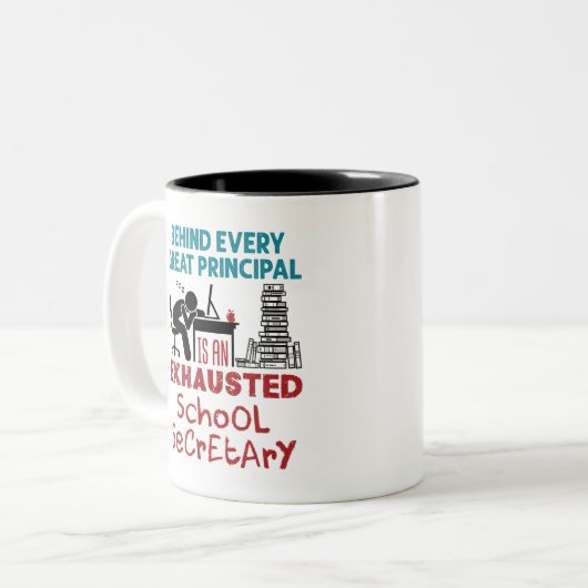 Funny Exhausted School Secretary Wertschätzung Zweifarbige Tasse (Vorderseite Links)