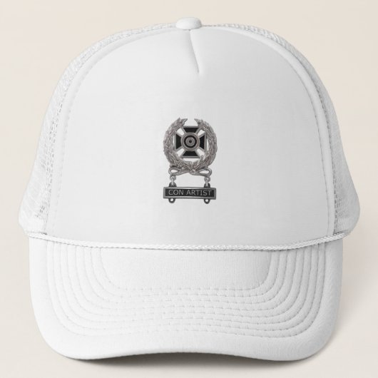 Funny Expert Con Artist Medal Trucker Hat Truckerkappe (Vorderseite)