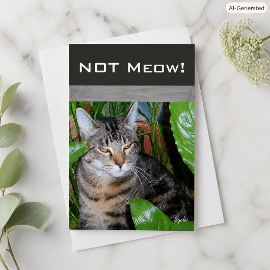 Funny Expression " Not Meow" Cat Note Card Karte