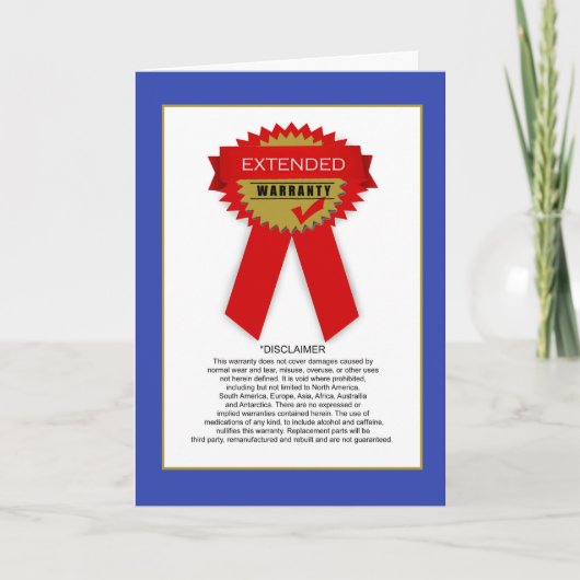 Funny Extended Warranty Birthday Card Feiertagskarte (Vorderseite)