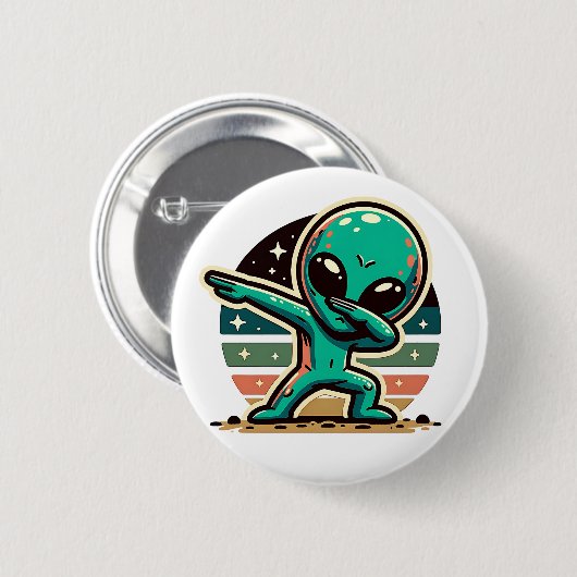 Funny Extraterrestristristrial Alien Dabbing Button (Vorne & Hinten)