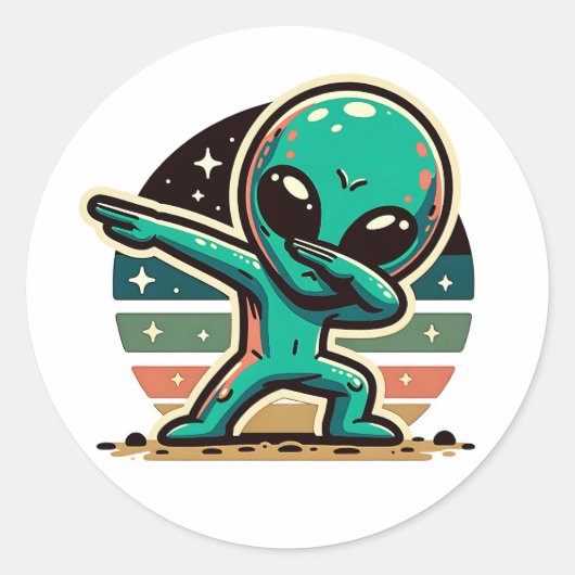 Funny Extraterrestristristrial Alien Dabbing Runder Aufkleber (Vorderseite)