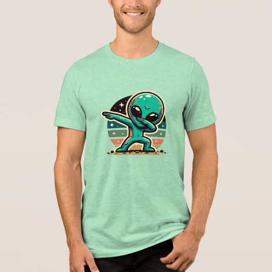 Funny Extraterrestristristrial Alien Dabbing Tri-Blend Shirt (Vorderseite)