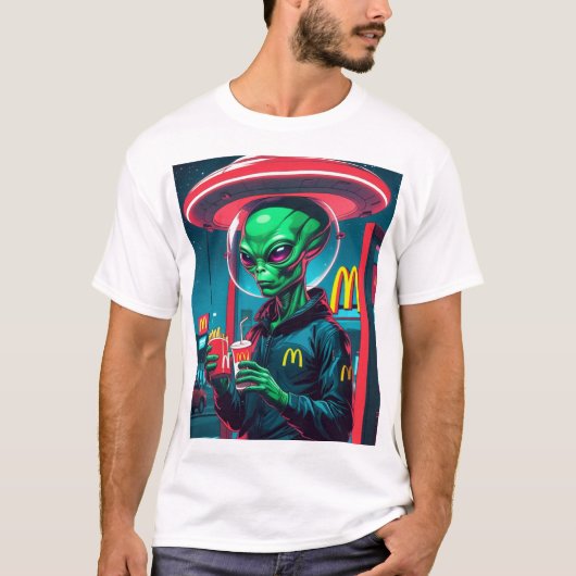 Funny Extraterrestristristrial Fast Food Design T-Shirt (Vorderseite)