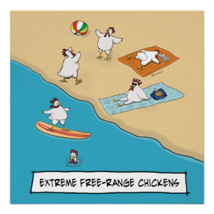 Funny Extreme Free Range Chickens Poster