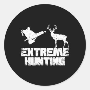 Funny Extreme Jagd Deer Karate Karate Runder Aufkleber