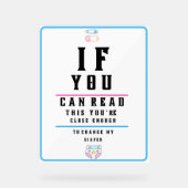 Funny Eye Test Chart Change my Diaper Acrylschild (Vorderseite)