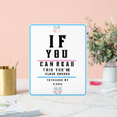 Funny Eye Test Chart Change my Diaper Acrylschild (Hochzeit)