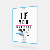 Funny Eye Test Chart Change my Diaper Acrylschild (Winkel)