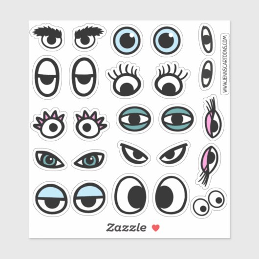 Funny Eyeballs Cartoon Eyes Sticker Set (Blatt)