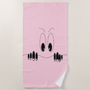 Funny Eyes Beach Handtuch Lächeln Custom Text und