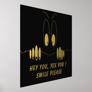 Funny Eyes Black Gold Foil Print Poster mit Text