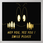 Funny Eyes Black Gold Foil Print Poster mit Text (Vorderseite)